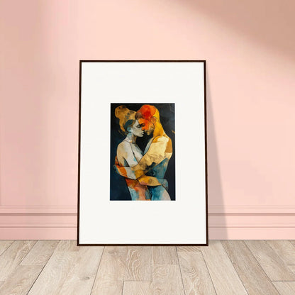 Framed abstract canvas print of embracing figures for vibrant room decoration