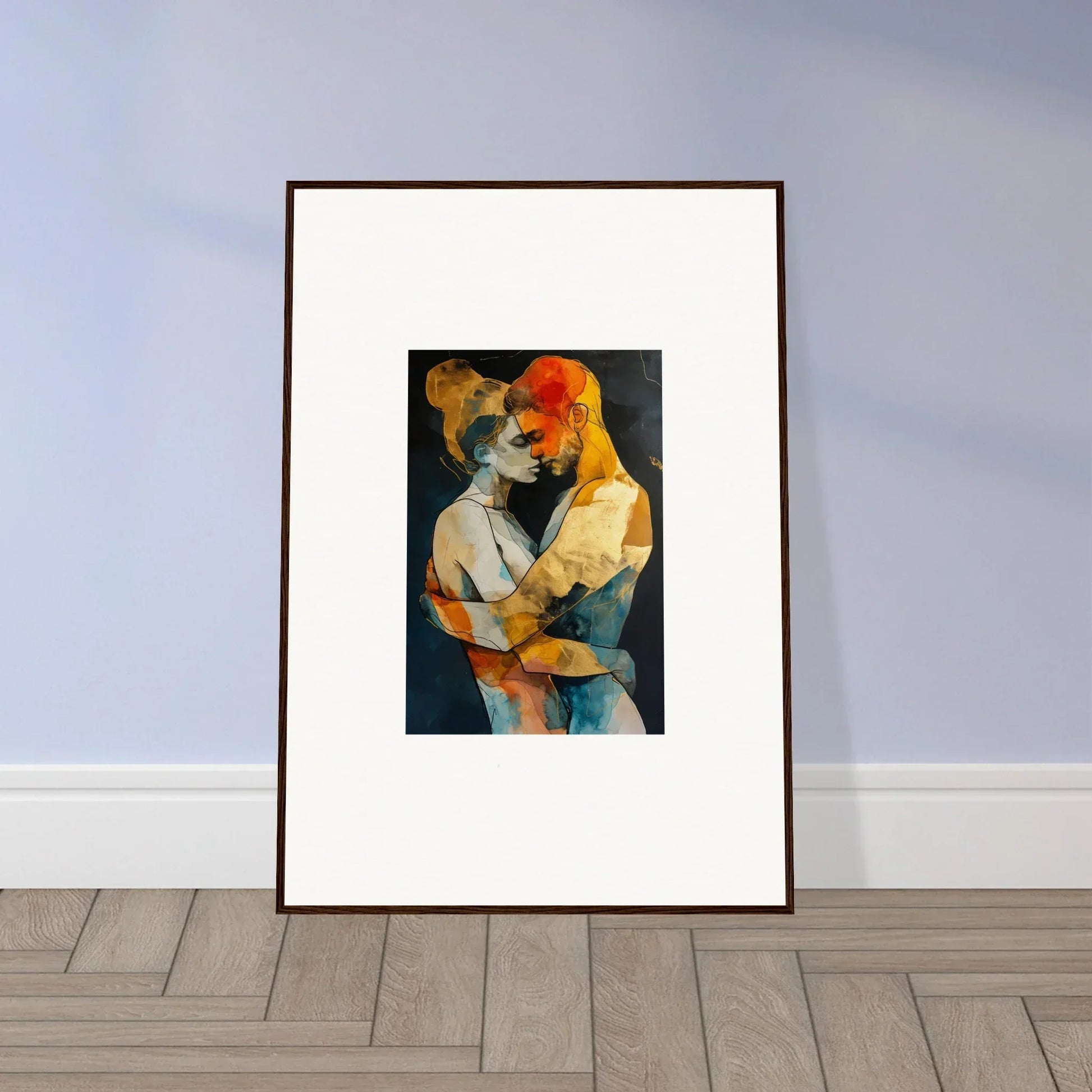 Vibrant canvas print of two embracing figures for a beautiful room decoration