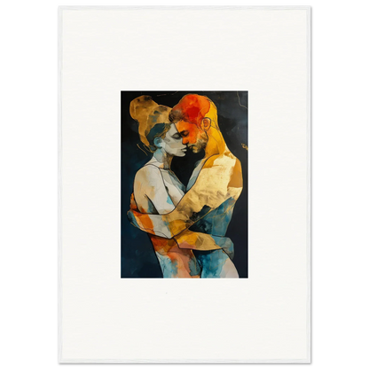 Abstract painting of two figures embracing, perfect for room decoration as a canvas print