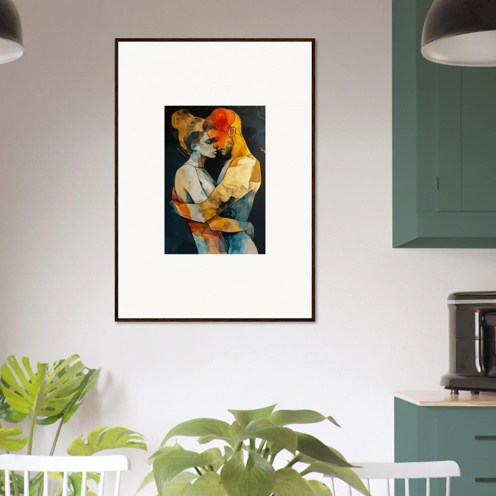 Framed abstract canvas print of a colorful human figure for room decoration