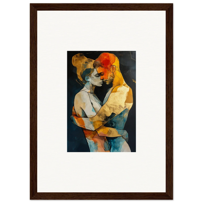 Abstract painting of two figures in warm colors for room decoration, Wistfulness Embrane canvas print