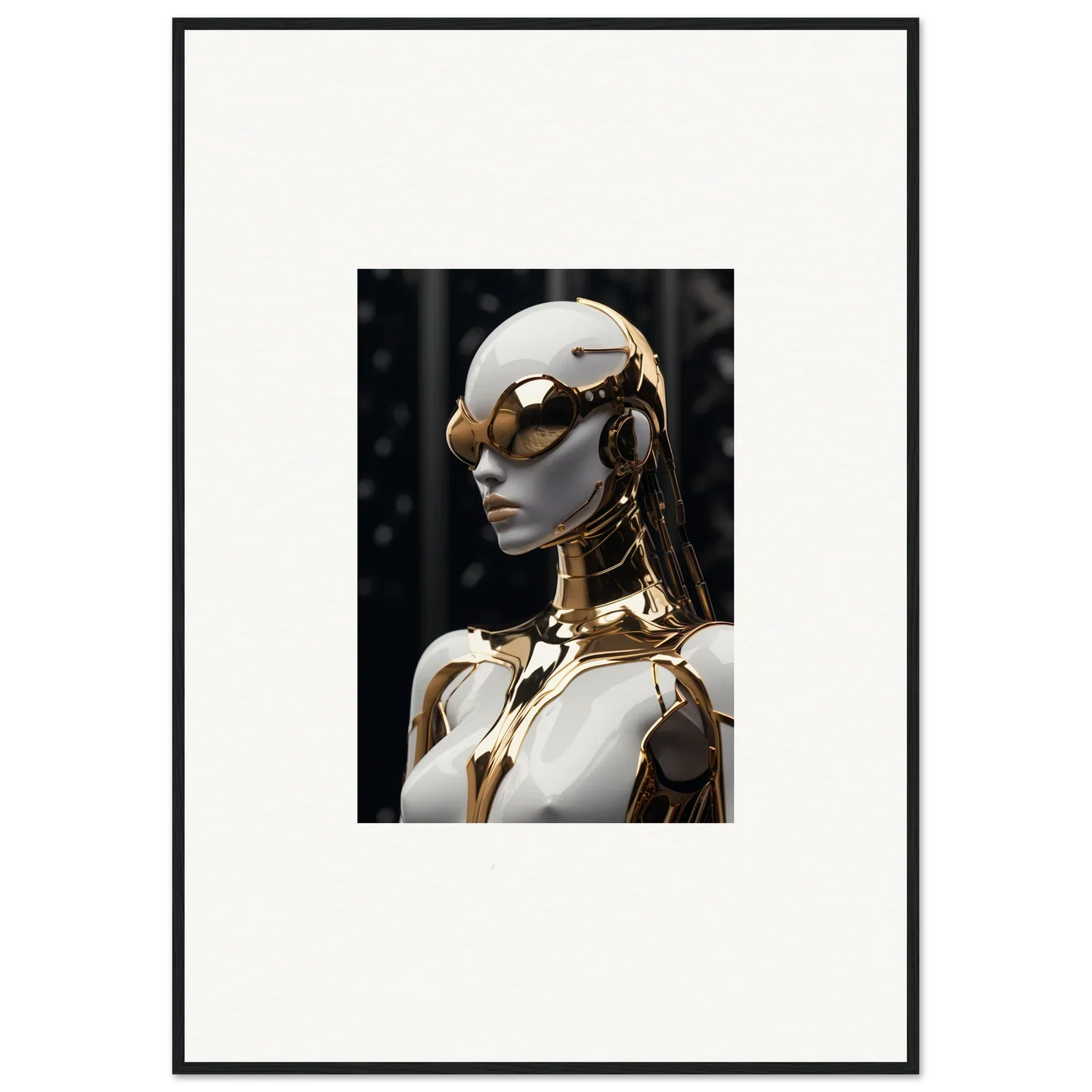 Futuristic humanoid robot with gold accents, ideal for Psyche Glimmer room decor