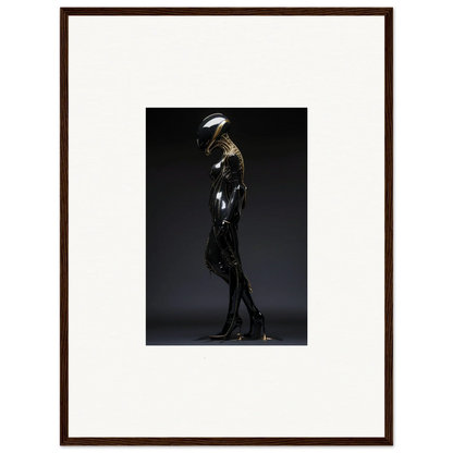 Shiny metallic humanoid sculpture in dynamic pose, perfect for Galactic Serendipity room decor