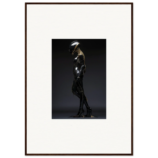 Sleek metallic humanoid figure in dramatic pose for Galactic Serendipity room decor