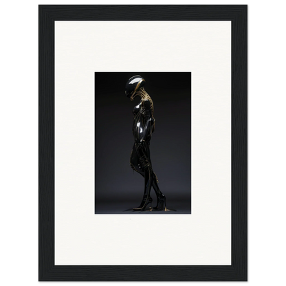 Sleek black sculpture of a stylized human figure, perfect for Galactic Serendipity room decor