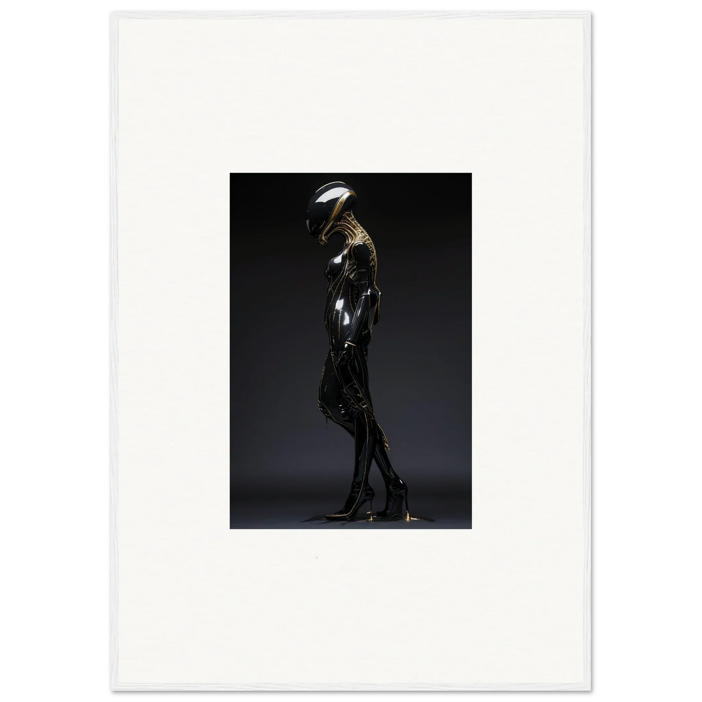 Sleek black sculpture with metallic sheen, perfect for Galactic Serendipity room decor