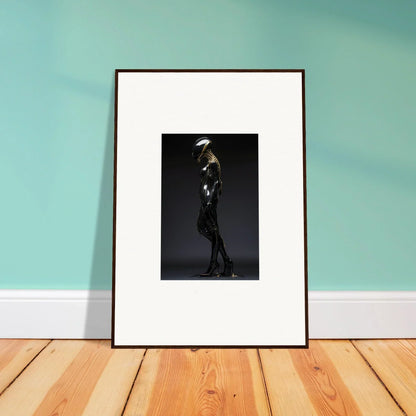 Framed black and white wall art featuring a figure in dark attire for galactic serendipity room decor