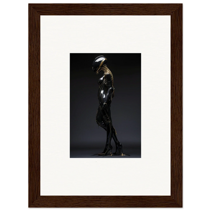 Sleek metallic humanoid figure in dramatic pose, perfect for Galactic Serendipity room decor