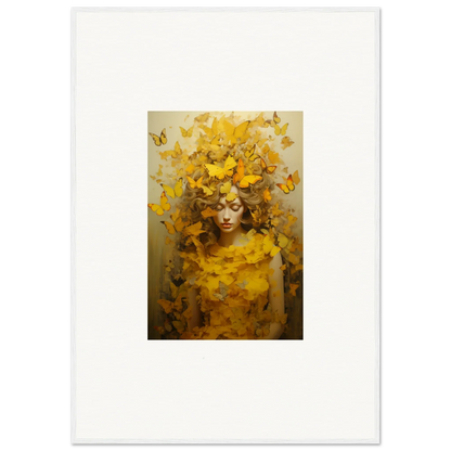 Colorful Painting of a figure with yellow butterflies for room decoration canvas print