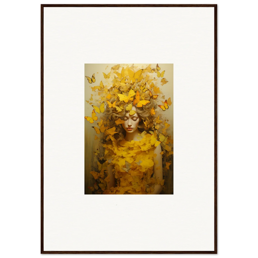 Framed canvas print of Chrysanthemum Ephemera Jollification with vibrant leaves and butterflies