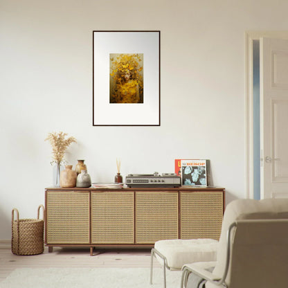 Wooden sideboard with cane-webbed doors, perfect for showcasing Ephemera Jollification decor