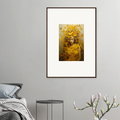 Framed canvas print of Chrysanthemum Ephemera Jollification with vibrant floral headdress