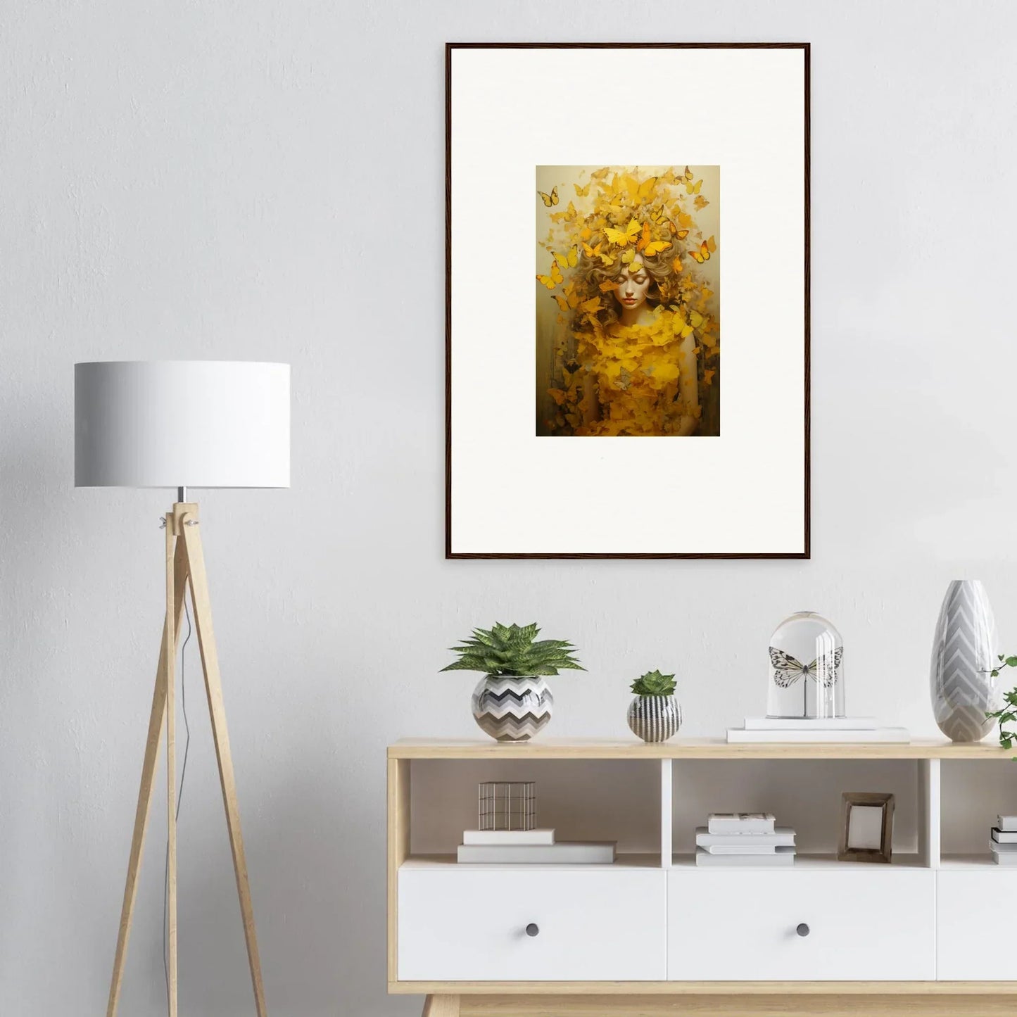 Framed yellow floral still life canvas print for stylish room decoration, Ephemera Jollification