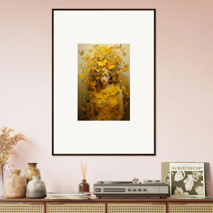 Framed canvas print of vibrant figure with flowers for room decoration, Ephemera Jollification