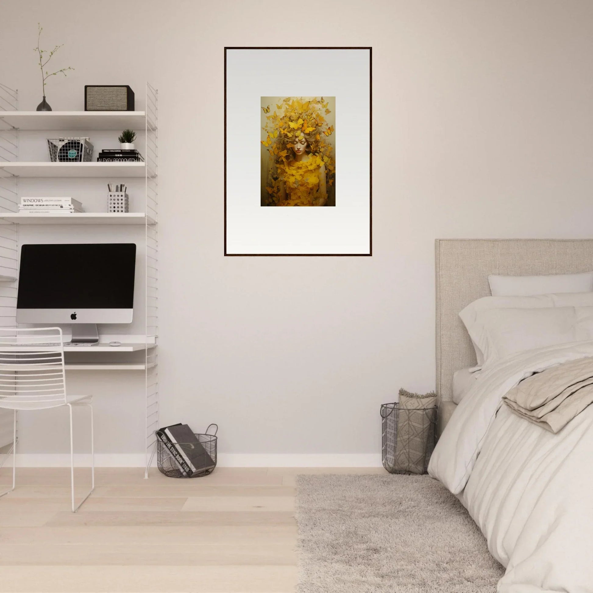 Framed canvas print of a golden figure with floral elements for ephemera jollification