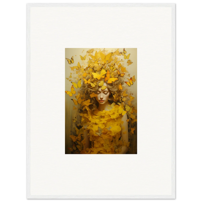 Vibrant Painting of a figure with yellow butterflies for your room decoration or canvas print