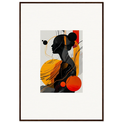 Abstract silhouette of a woman’s profile with vibrant yellow and orange for room decor