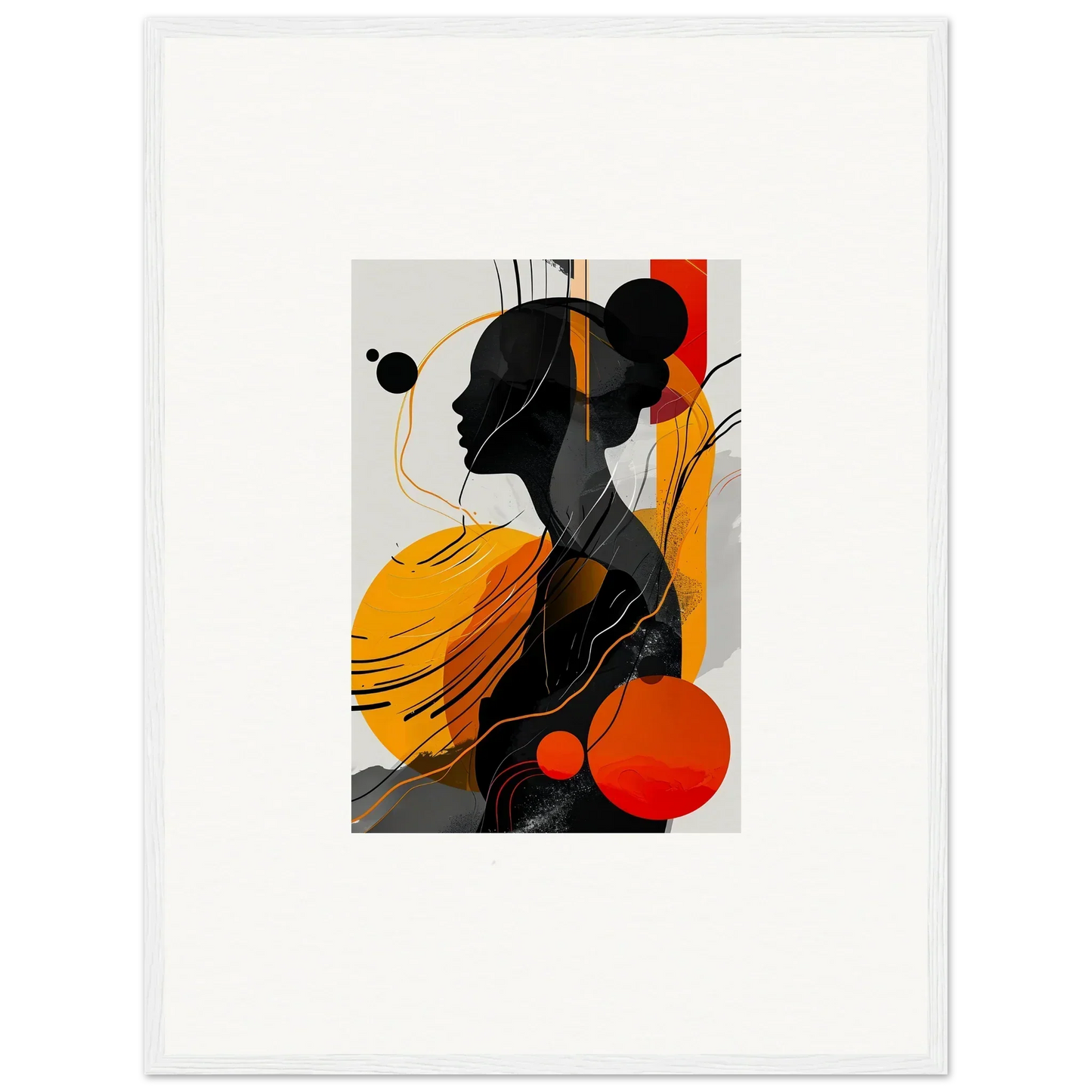 Abstract silhouette profile in bright yellow and red, perfect for room decor or canvas prints