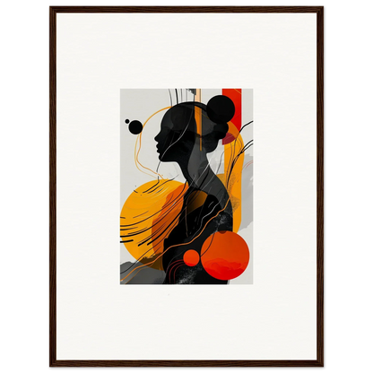 Abstract portrait of a silhouetted figure with vibrant shapes for framed wall art