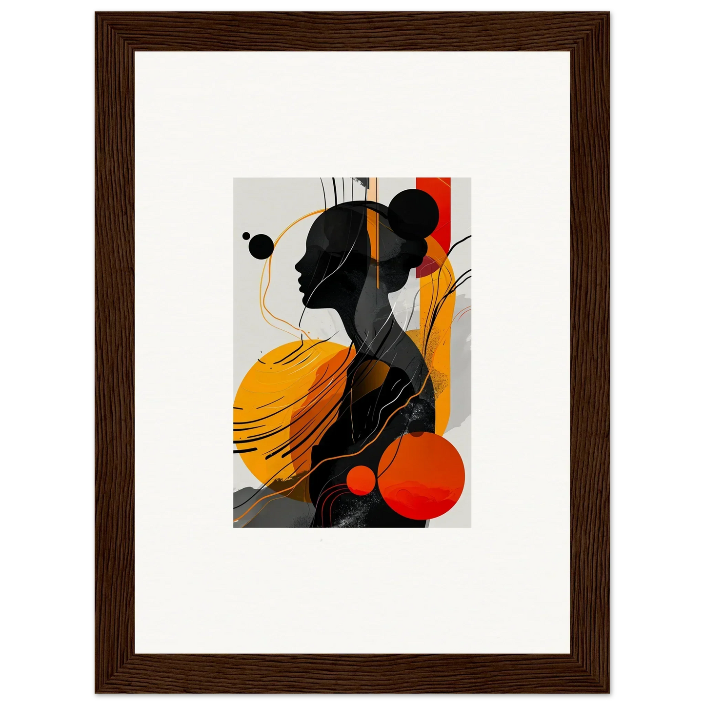 Abstract wall art of a woman’s silhouette in vibrant colors for stylish room decor