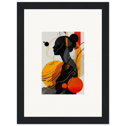 Abstract silhouetted figure art with vibrant yellow and orange, perfect for room decor