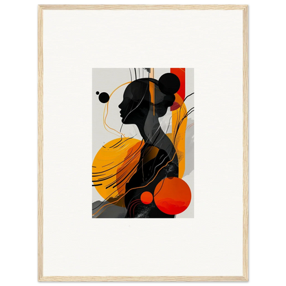 Abstract portrait silhouette in vibrant orange and red for modern room decor