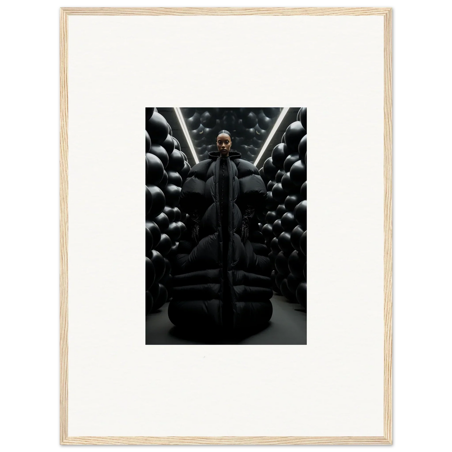 Dark-robed figure on throne with metallic spheres in Lunar Echoes canvas print