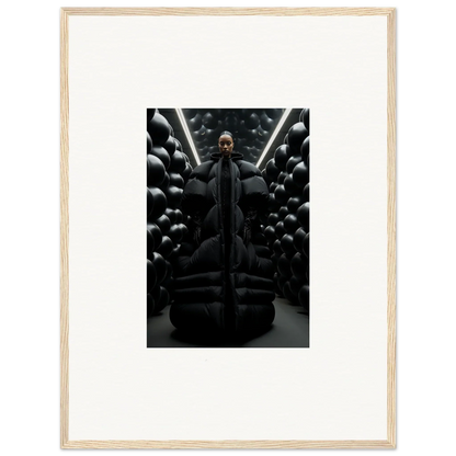 Dark-robed figure on throne with metallic spheres in Lunar Echoes canvas print