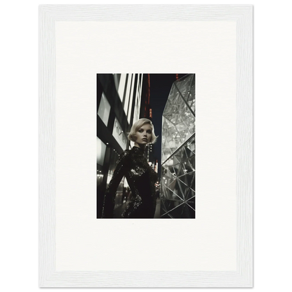 Framed black and white photograph of a woman, stylish wall art for room decor