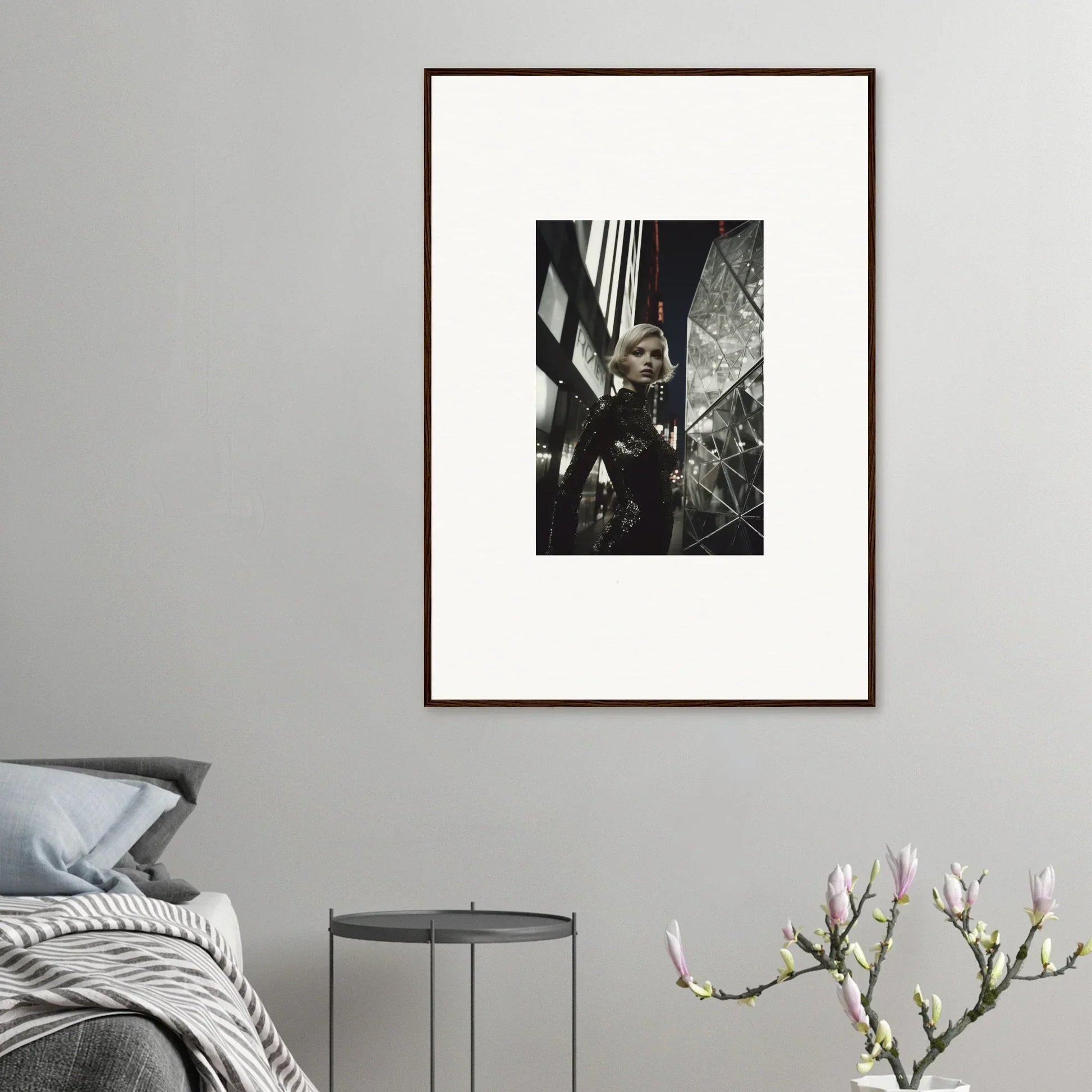 Framed black and white photograph for stylish room decor and unique framed wall art