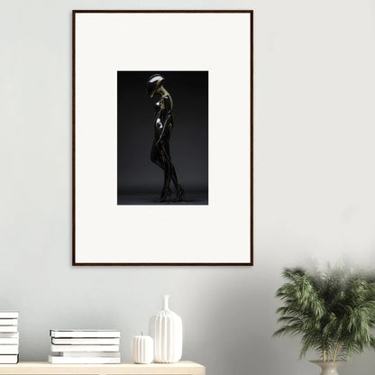 Framed black and white wall art of a silhouetted figure, perfect for elegant room decor