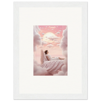 Framed Cloudbound Dreamships Awaken canvas print of a person lounging on clouds