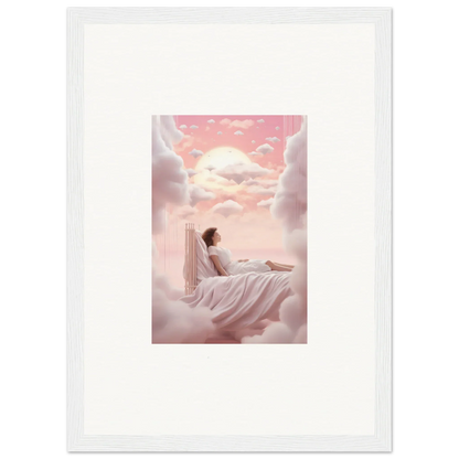 Framed canvas print of reclining figure on clouds, perfect for dreamships awaken room decoration