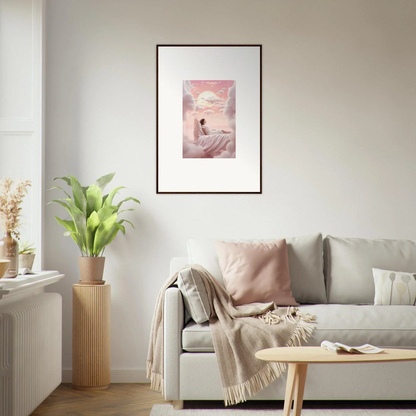 Framed canvas print of a figure watching the sunset, perfect for room decoration