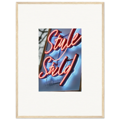 Neon Dive canvas print featuring a stylish red cursive ’Style City’ sign for room decoration