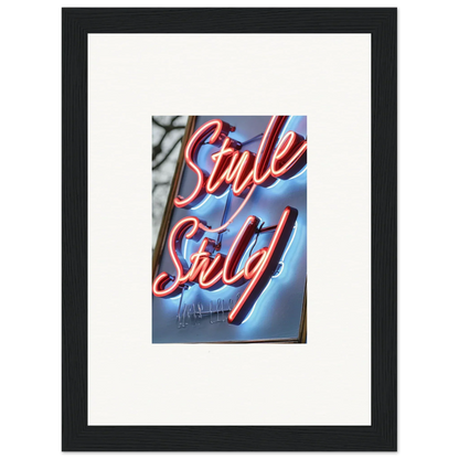 Framed neon sign Style Sixty in red cursive for cool neon dive room decoration
