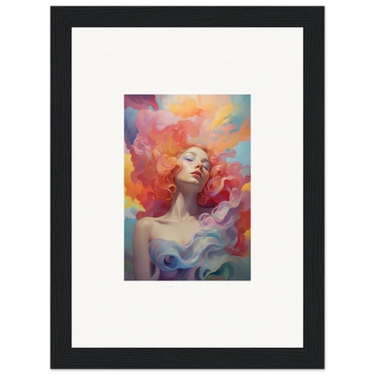 Framed wall art of a woman in prayer dance, vibrant colors for stylish room decor