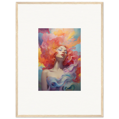 Colorful abstract portrait painting of a woman for vibrant room decor and framed wall art