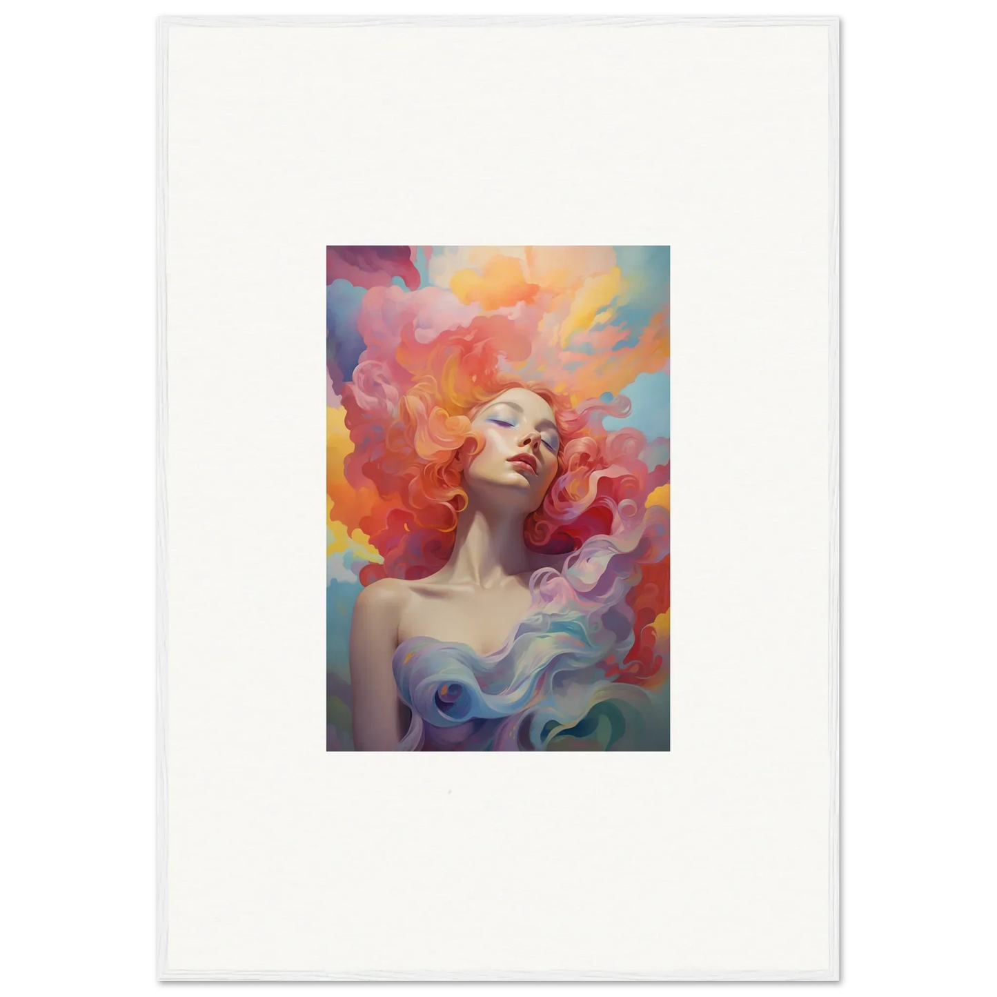 Colorful abstract portrait painting of a woman for prayer dance themed room decor