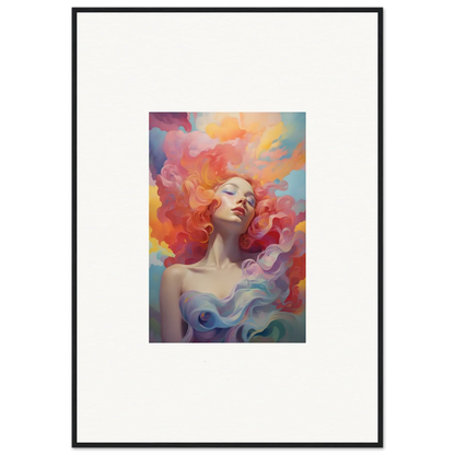 Colorful abstract portrait of a woman, stunning framed wall art for prayer dance room decor