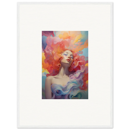 Colorful portrait painting of a woman, vibrant hair, ideal for room decor and prayer dance