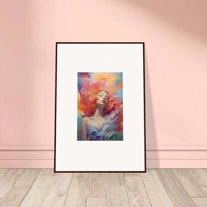 Framed colorful abstract portrait painting for vibrant room decor featuring prayer dance