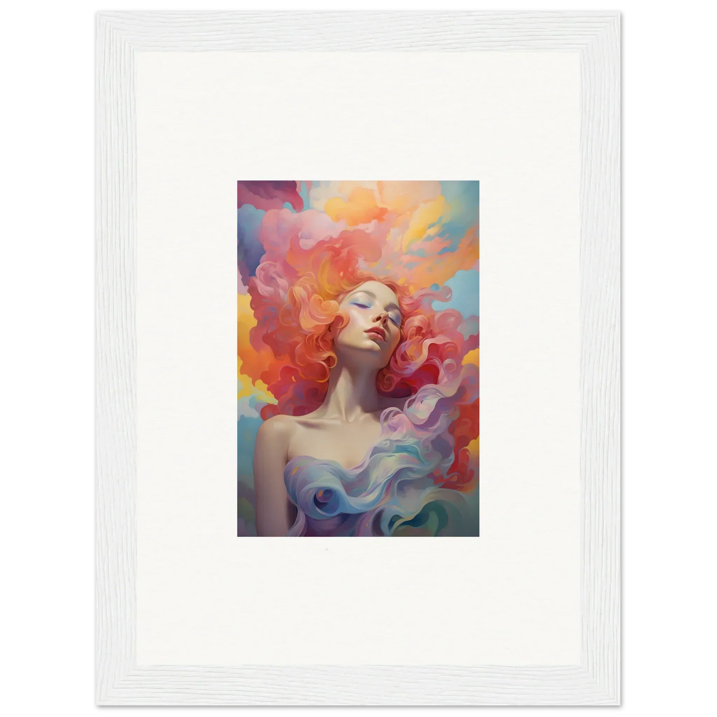 Colorful abstract portrait of a woman, perfect for prayer dance room decor and framed wall art