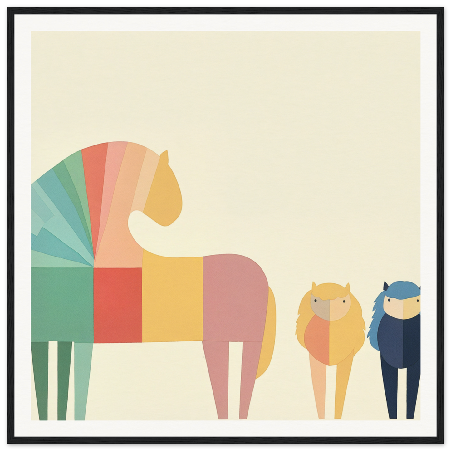 Colorful geometric horse in minimalist style for Colorful Creature Composition product