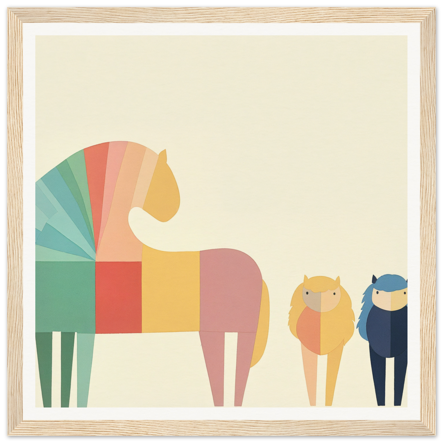 Colorful geometric horse illustration in minimalist style for Colorful Creature Composition