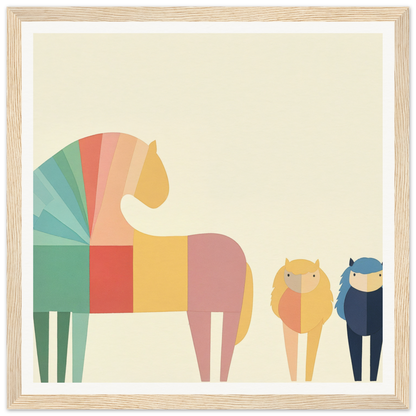 Colorful geometric horse illustration in minimalist style for Colorful Creature Composition