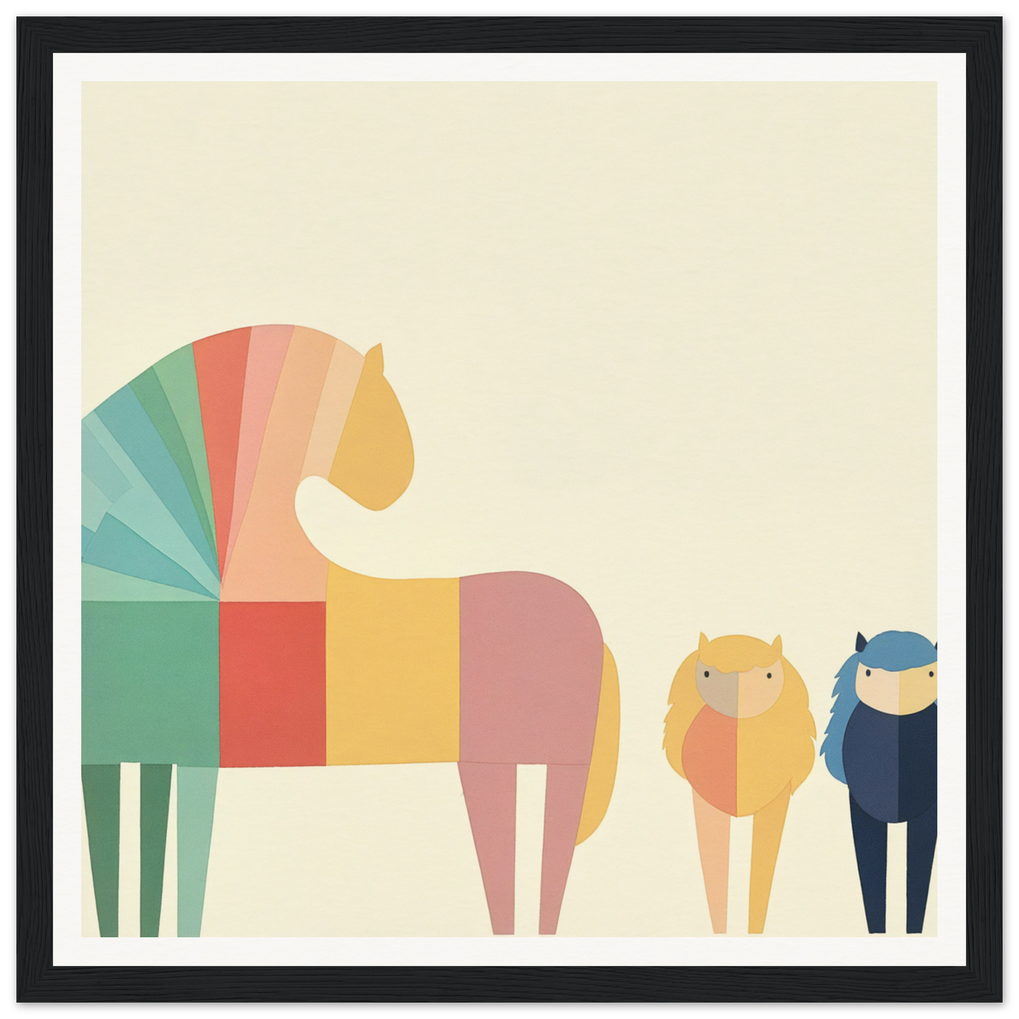 Colorful geometric horse illustration in minimalist style for Colorful Creature Composition