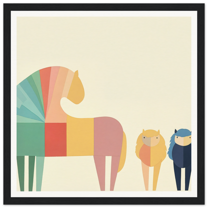 Colorful geometric horse illustration in minimalist style for Colorful Creature Composition