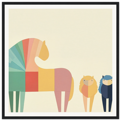 Colorful geometric horse illustration in a minimalist style from Colorful Creature Composition