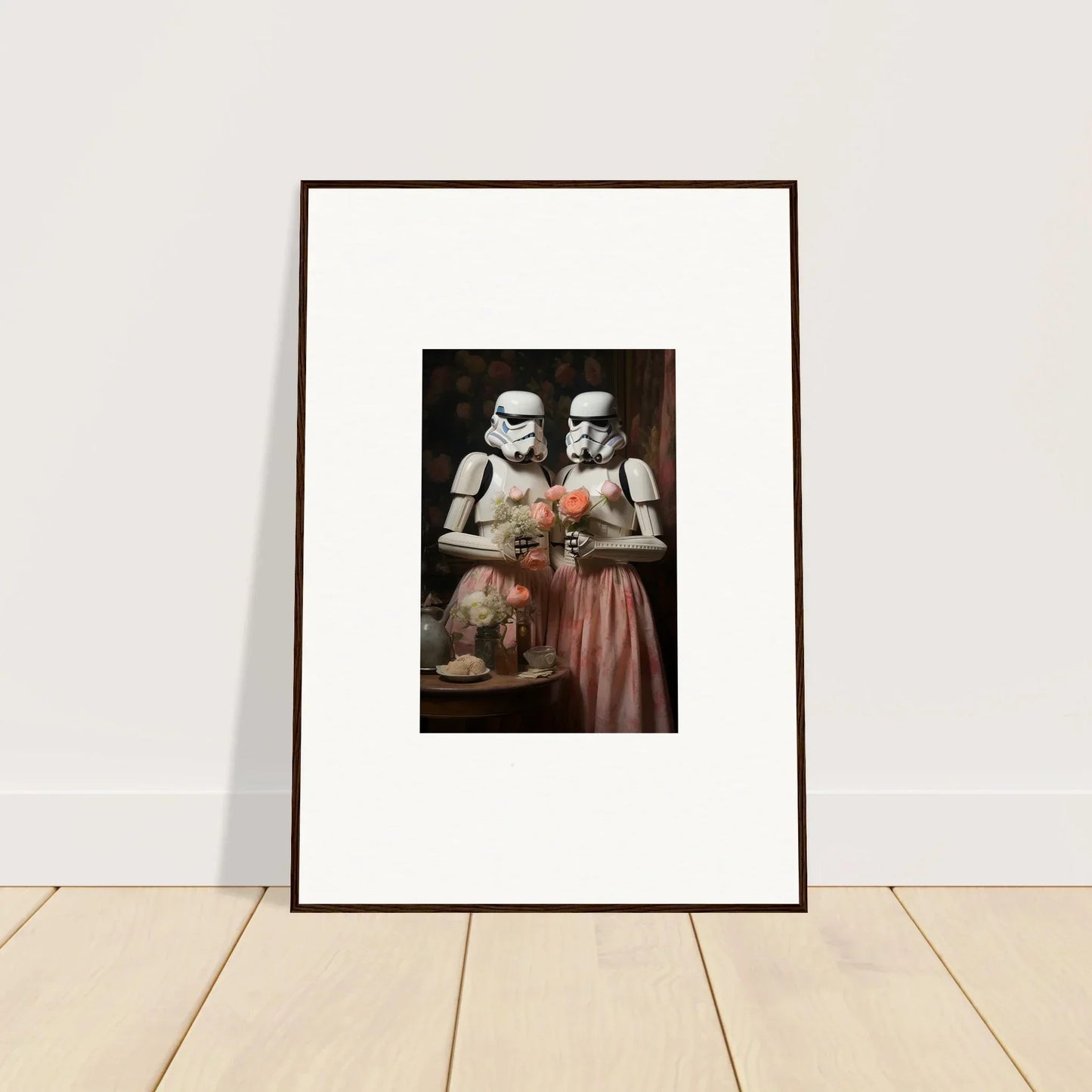 Framed artwork of Stormtroopers in tutus sharing a milkshake from Corridors of Fantasy